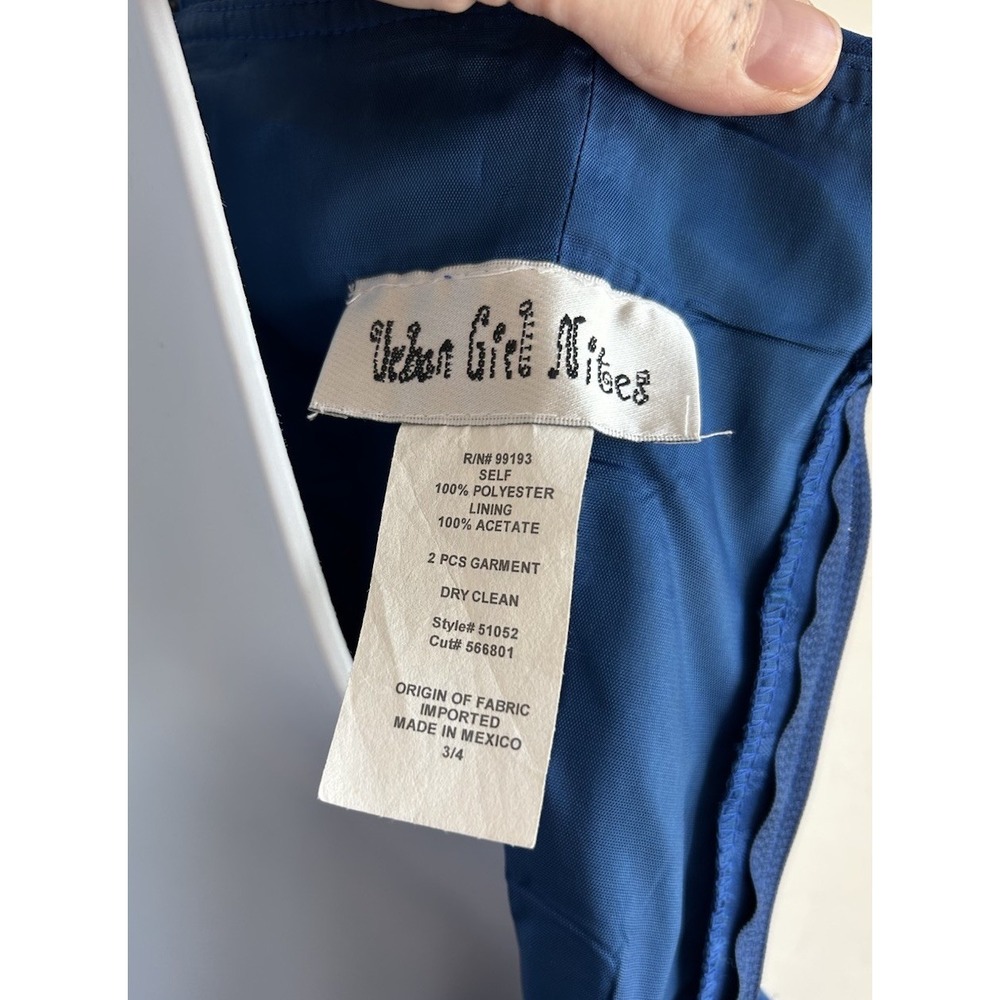 Vintage 90s Y2K Strapless Formal Gown 3 4 Blue Embroidered Romantic Prom Dress - Picture 6 of 7